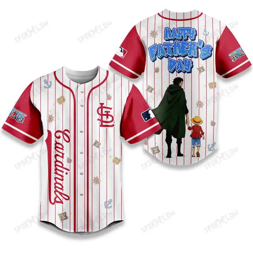 St. Louis Cardinals X One Piece Dragon & Luffy Dad Baseball Jersey Image