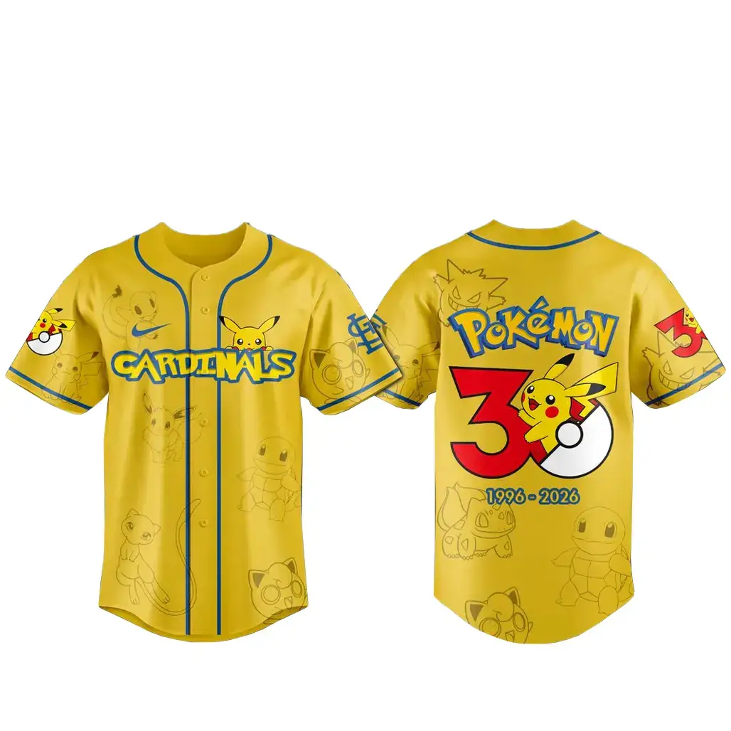 St. Louis Cardinals x Pokemon 30th Anniversary Baseball Jersey Image