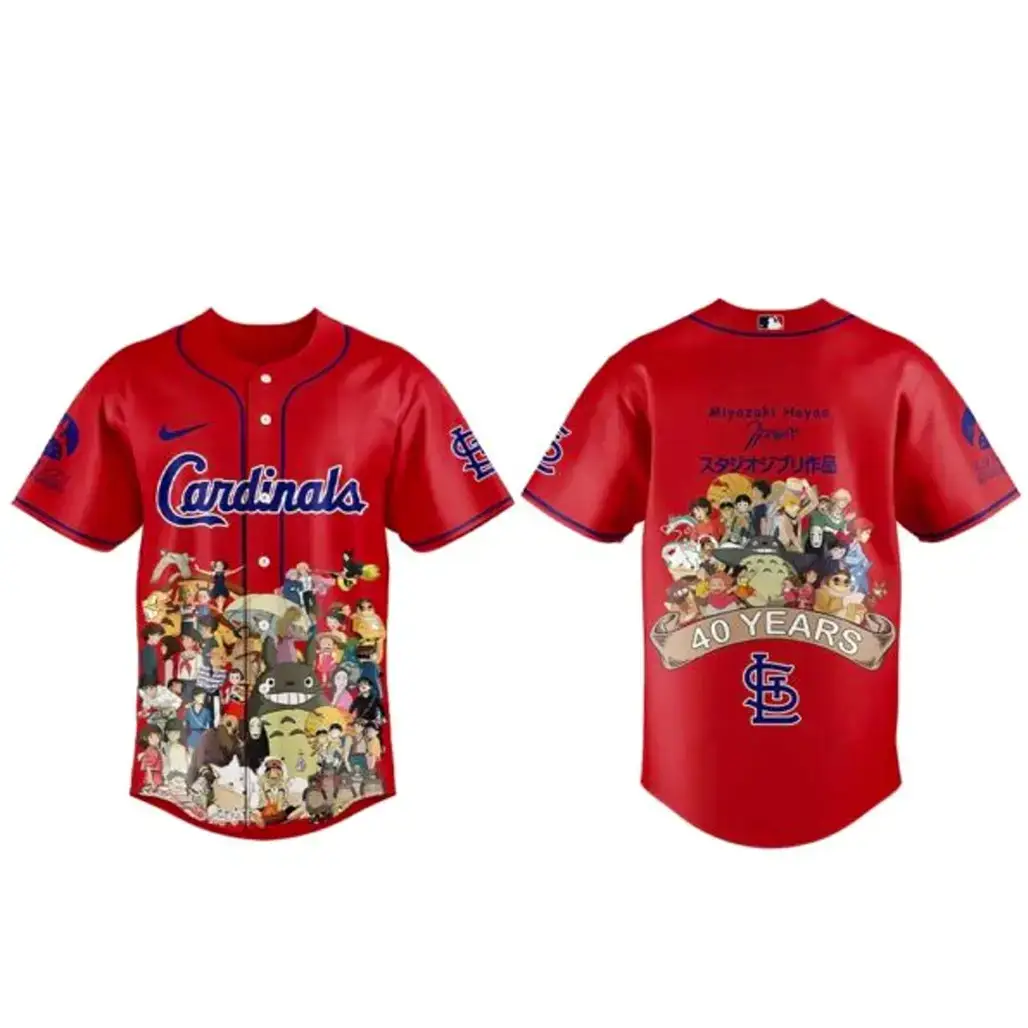 St. Louis Cardinals x Studio Ghibli 40th Anniversary Baseball Jersey Image