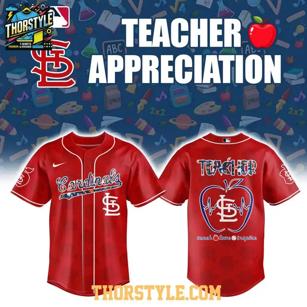 St.Louis Cardinals Teacher 2025 Appreciation Teach Love Inspire Baseball Jersey Image