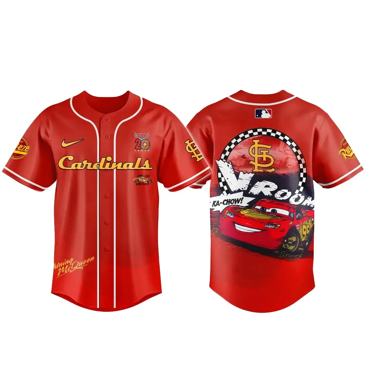 St.Louis Cardinals x Cars Lightning McQueen 20th Anniversary Baseball Jersey Image