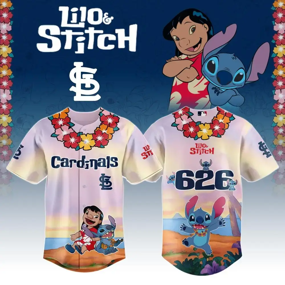 St.Louis Cardinals X Lilo & Stitch Special Edition Custom Baseball Jersey Image