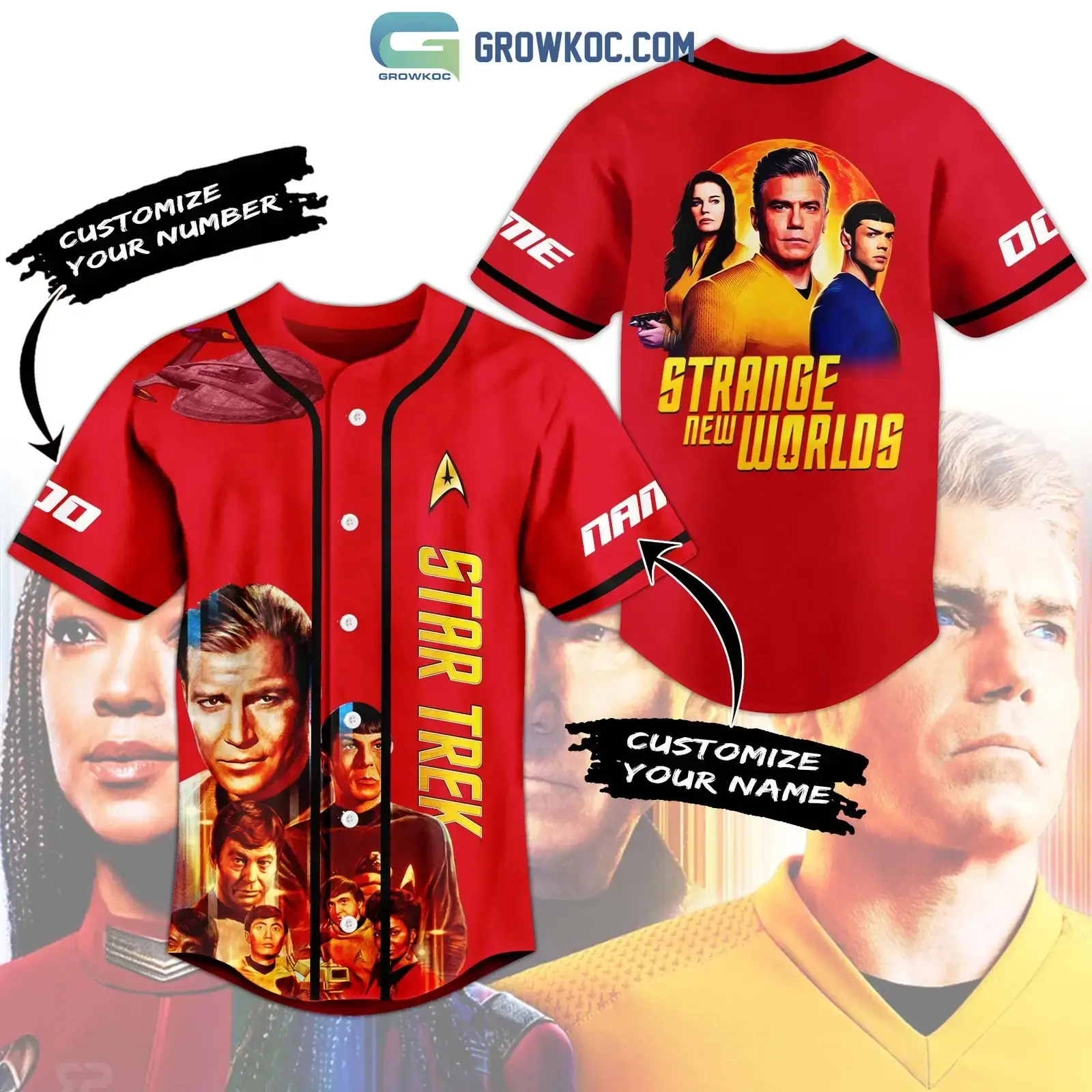 Star Trek Strange New Worlds Red Design Personalized Baseball Jersey Image
