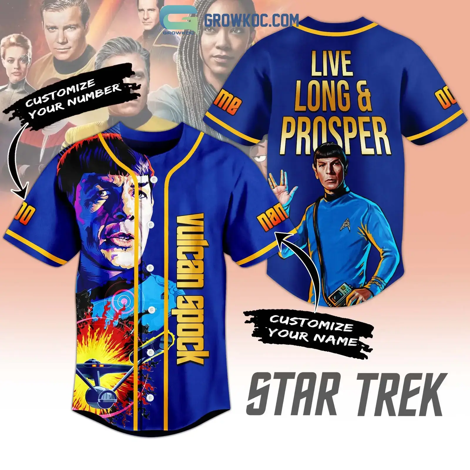 Star Trek Vulcan Spock Live Long And Prosper Personalized Baseball Jersey Image