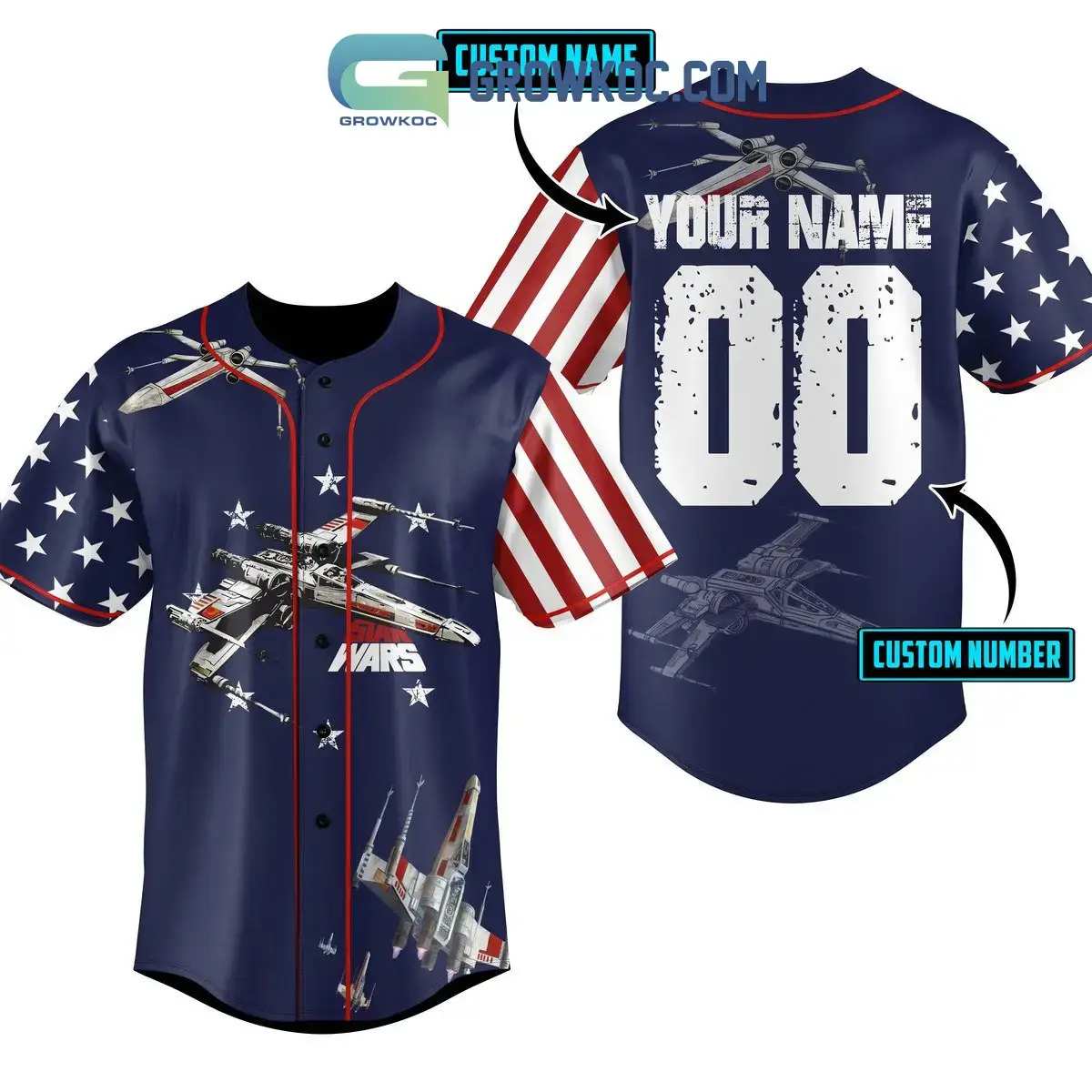 Star Wars Corellian Engineering Millennium Falcon Personalized Baseball Jersey Image