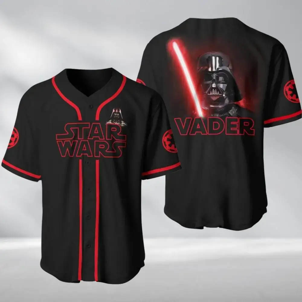 Star Wars Darth Vader Baseball Jersey - Stylish Black & Red Fan Gear Image