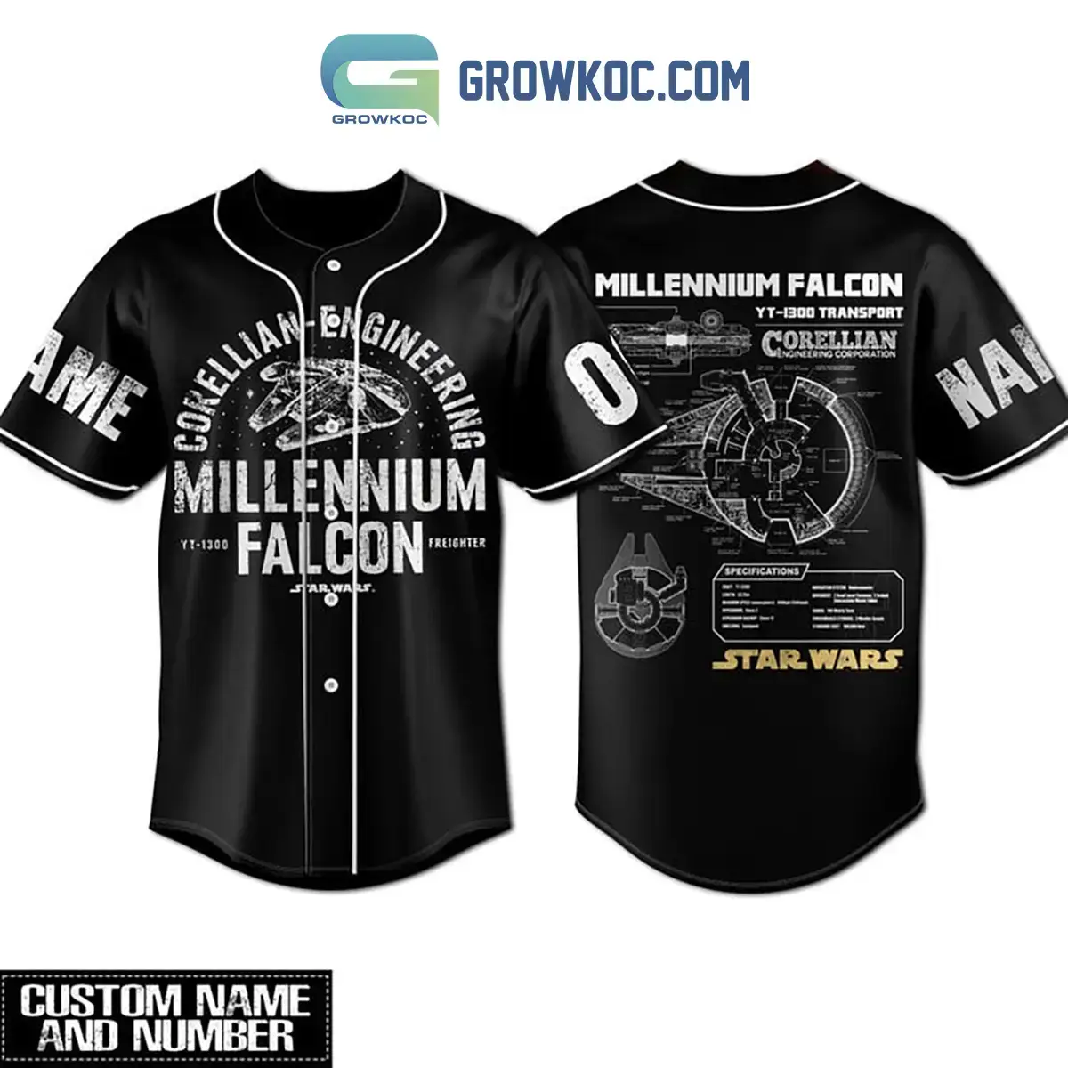 Star Wars Millenium Falcon Personalized Baseball Jersey Image