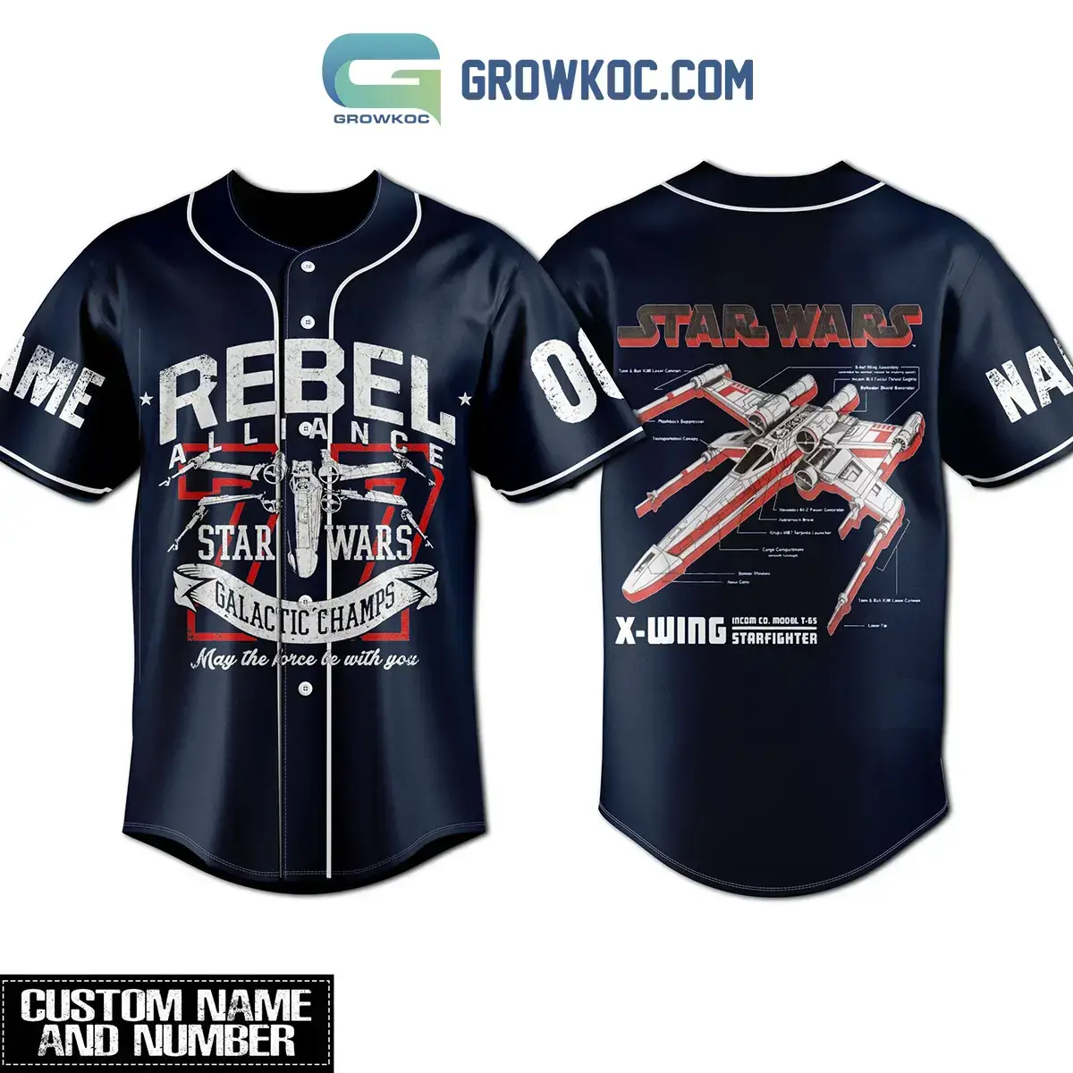 Star Wars Rebel Alliance Galactic Champs Personalized Baseball Jersey Image