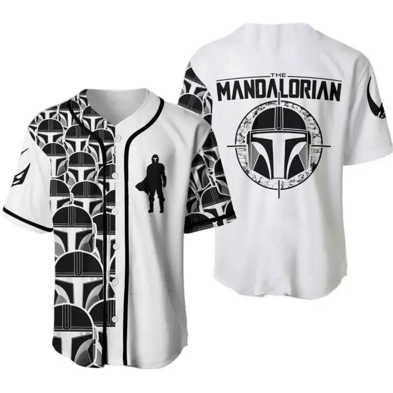 Star Wars Themed Baseball Jersey - Mandalorian Design, Stylish & Comfortable Fan Apparel Image
