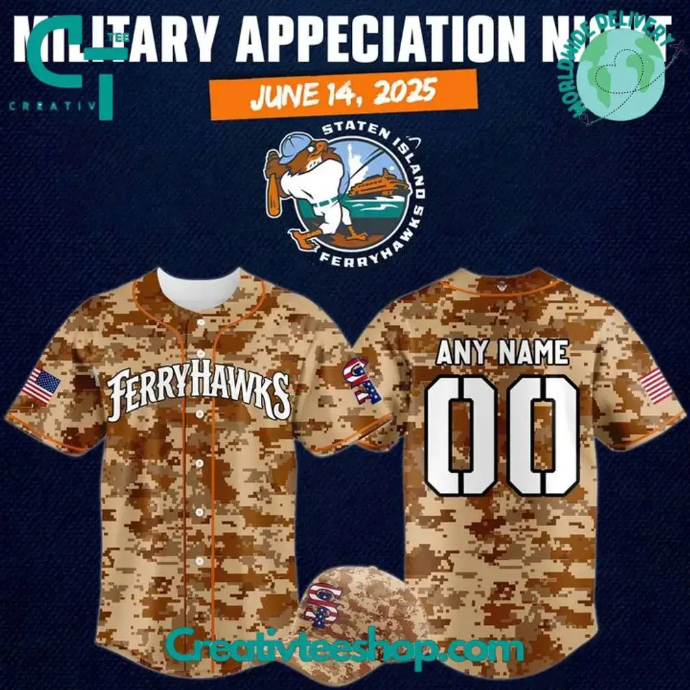 Staten Island Ferryhawks Military Appreciation Night 2025 Personalized Baseball Jersey Image