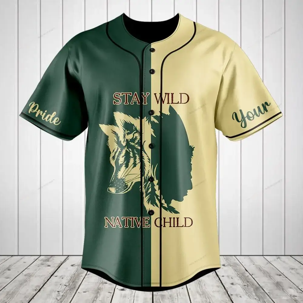 Stay Wild Native Child Baseball Jersey – Unique Wolf Design, Perfect Gift For Free Spirits Image