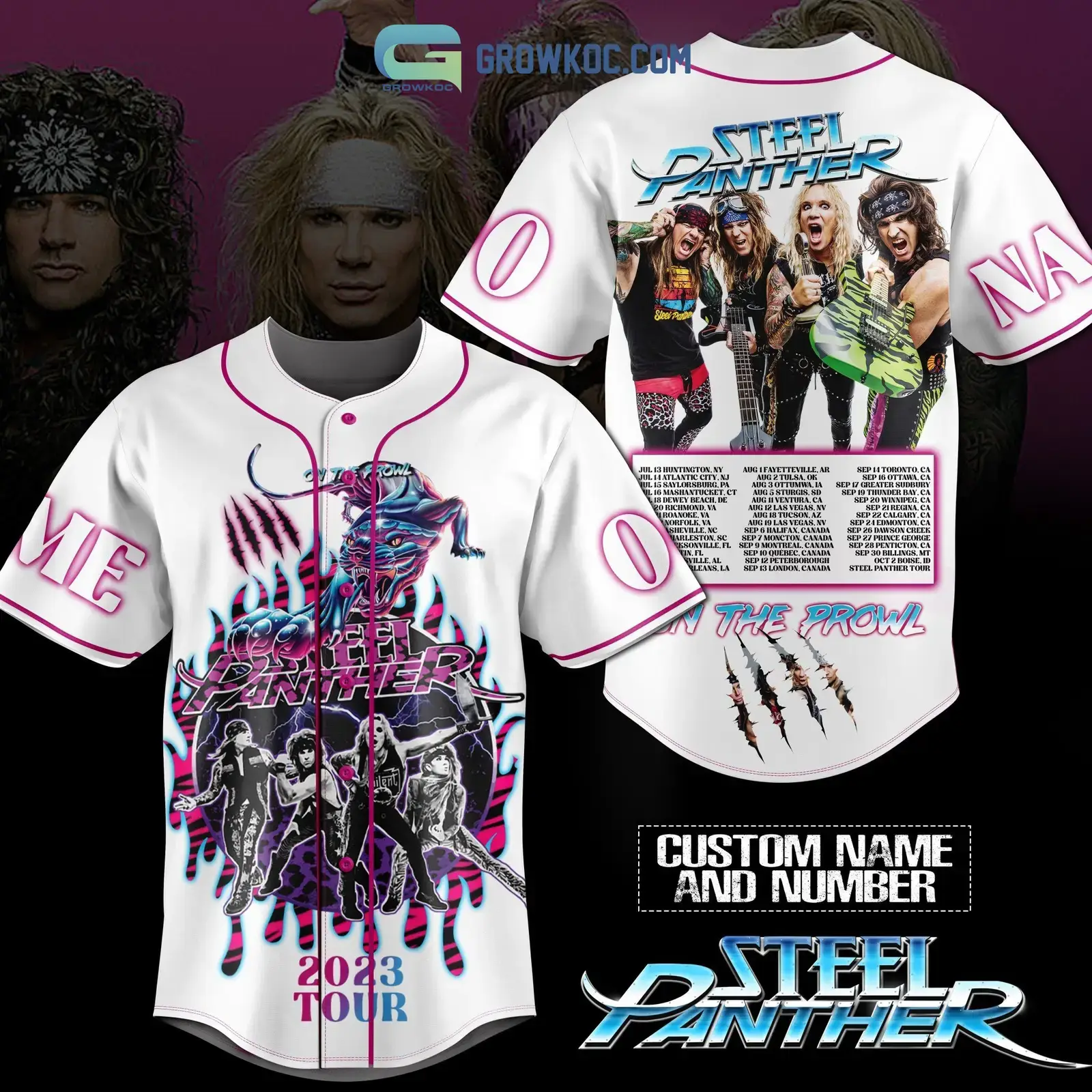Steel Panther On The Prowl Tour 2023 White Design Personalized Baseball Jersey Image