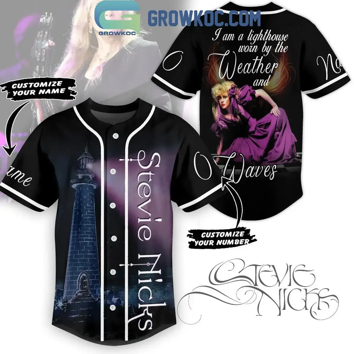 Stevie Nicks I Wanna Be The Lighthouse Personalized Baseball Jersey Image