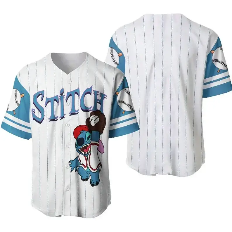 Stitch Baseball Jersey – Fun Cartoon Sports Tee For Fans, Unisex Casual Wear Image
