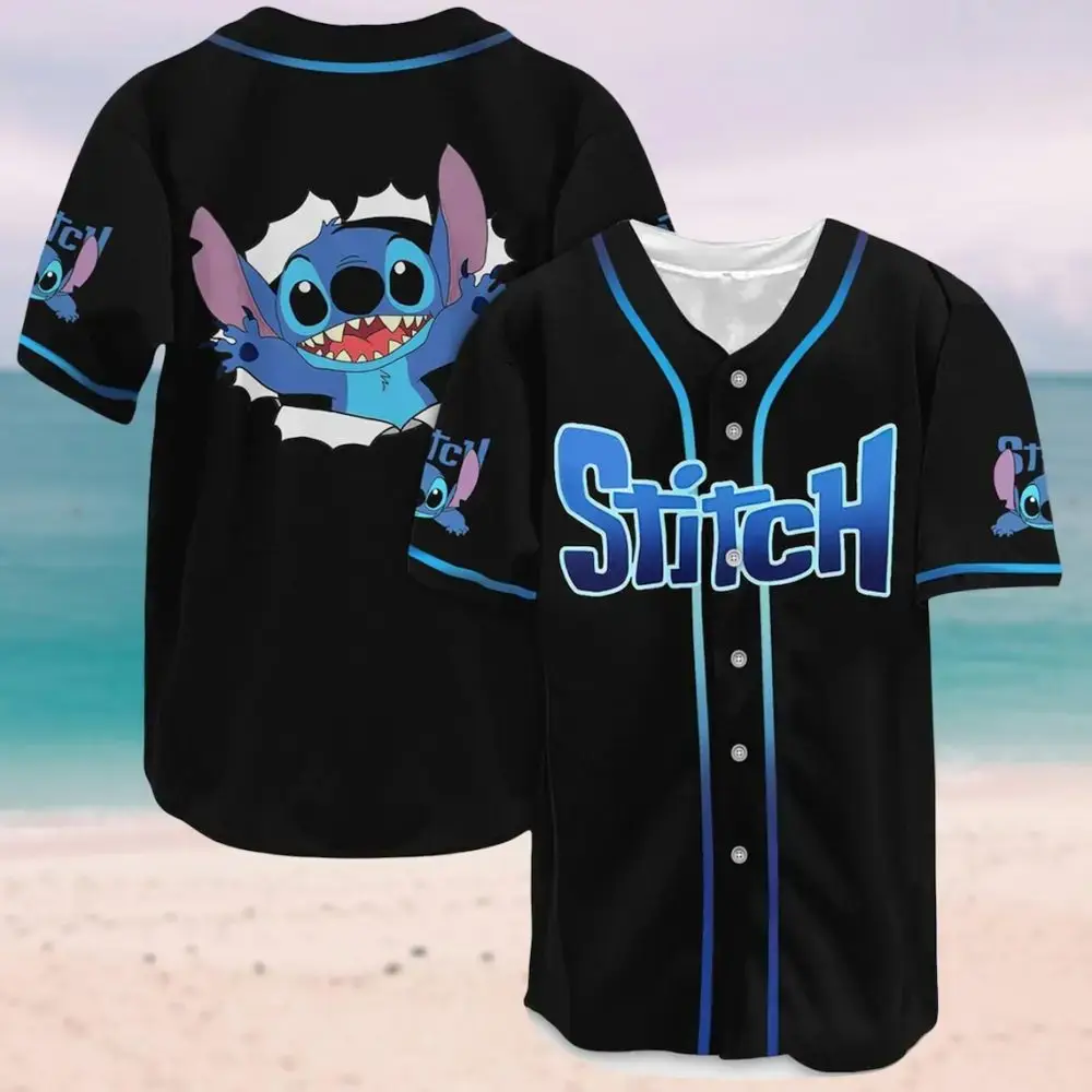 Stitch Baseball Jersey - Fun & Stylish Black Shirt For Fans , Perfect Gift! Image