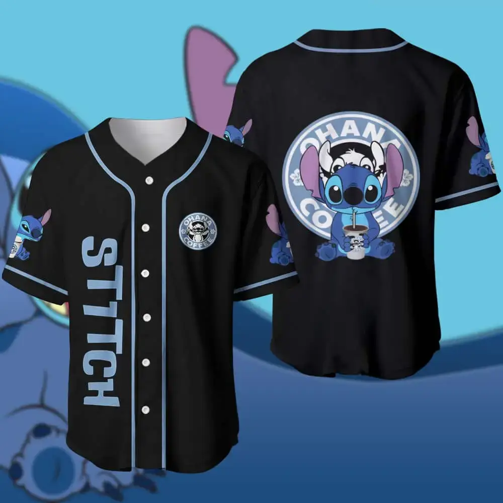 Stitch Baseball Jersey - Ohana Coffee Design , Perfect Gift For Fans , Unique & Stylish Apparel Image