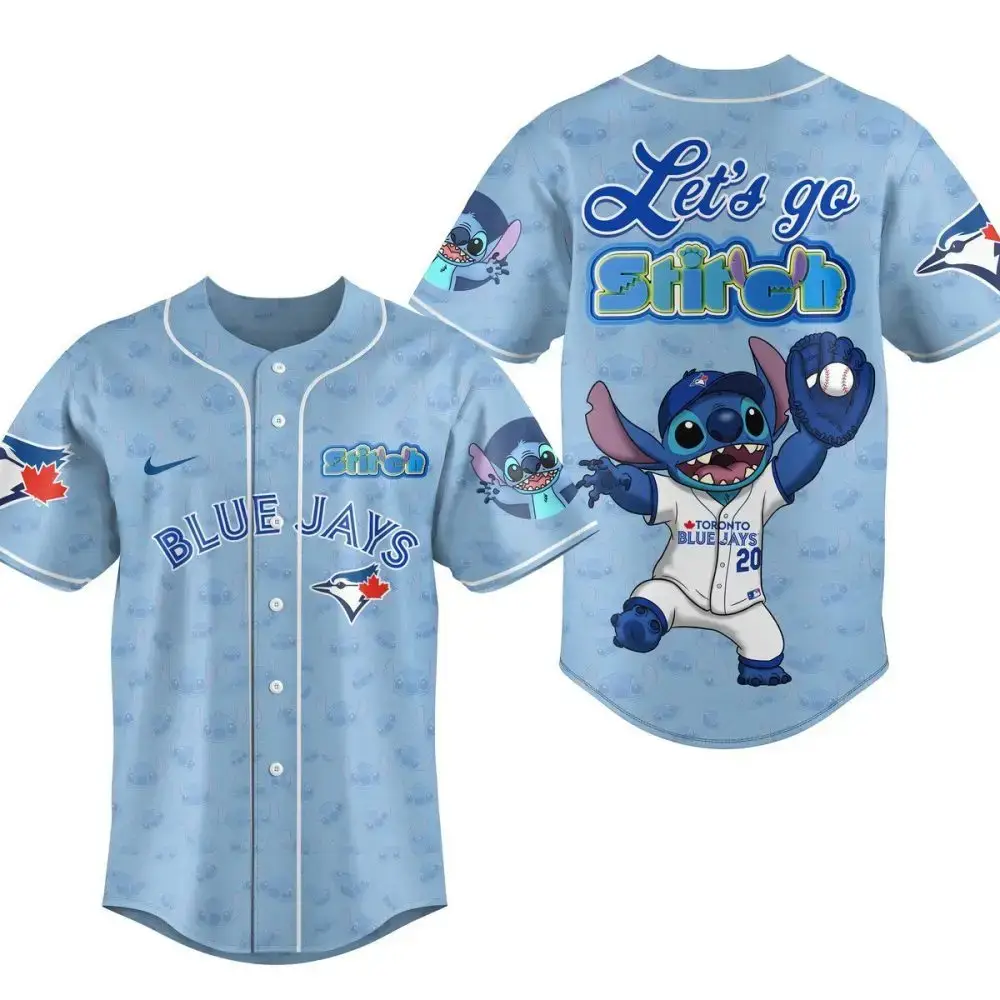 Stitch Blue Jays Baseball Jersey - Fun Cartoon Sportswear For Fans Image