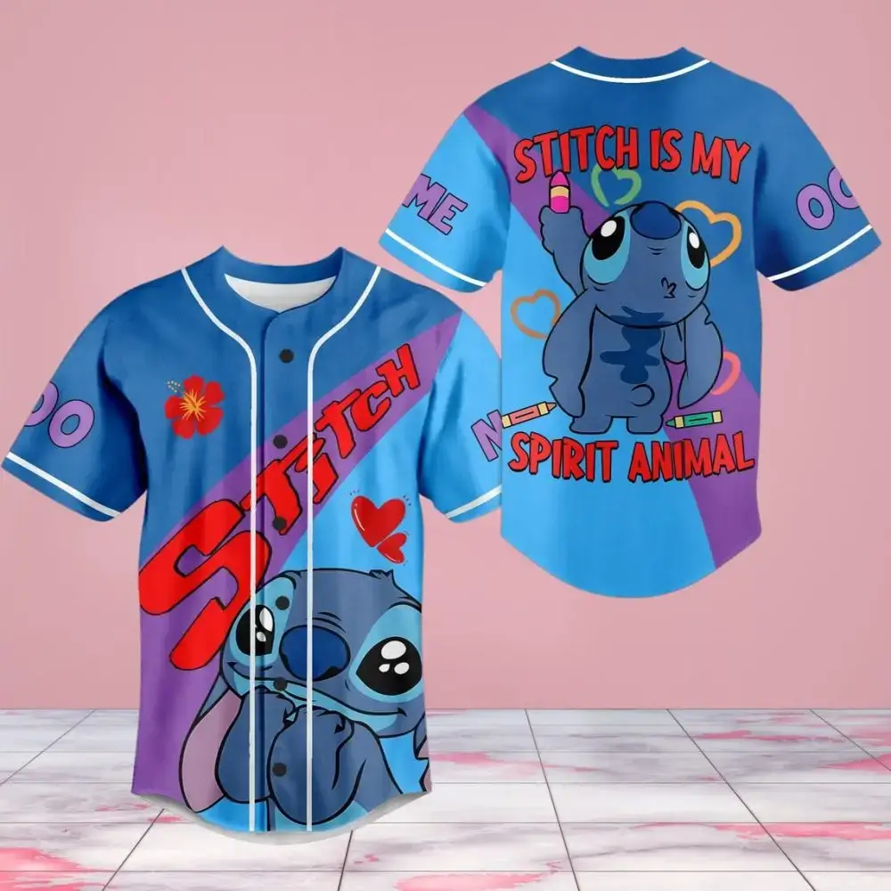 Stitch Spirit Animal Baseball Jersey - Cute & Colorful Design For Fans Image