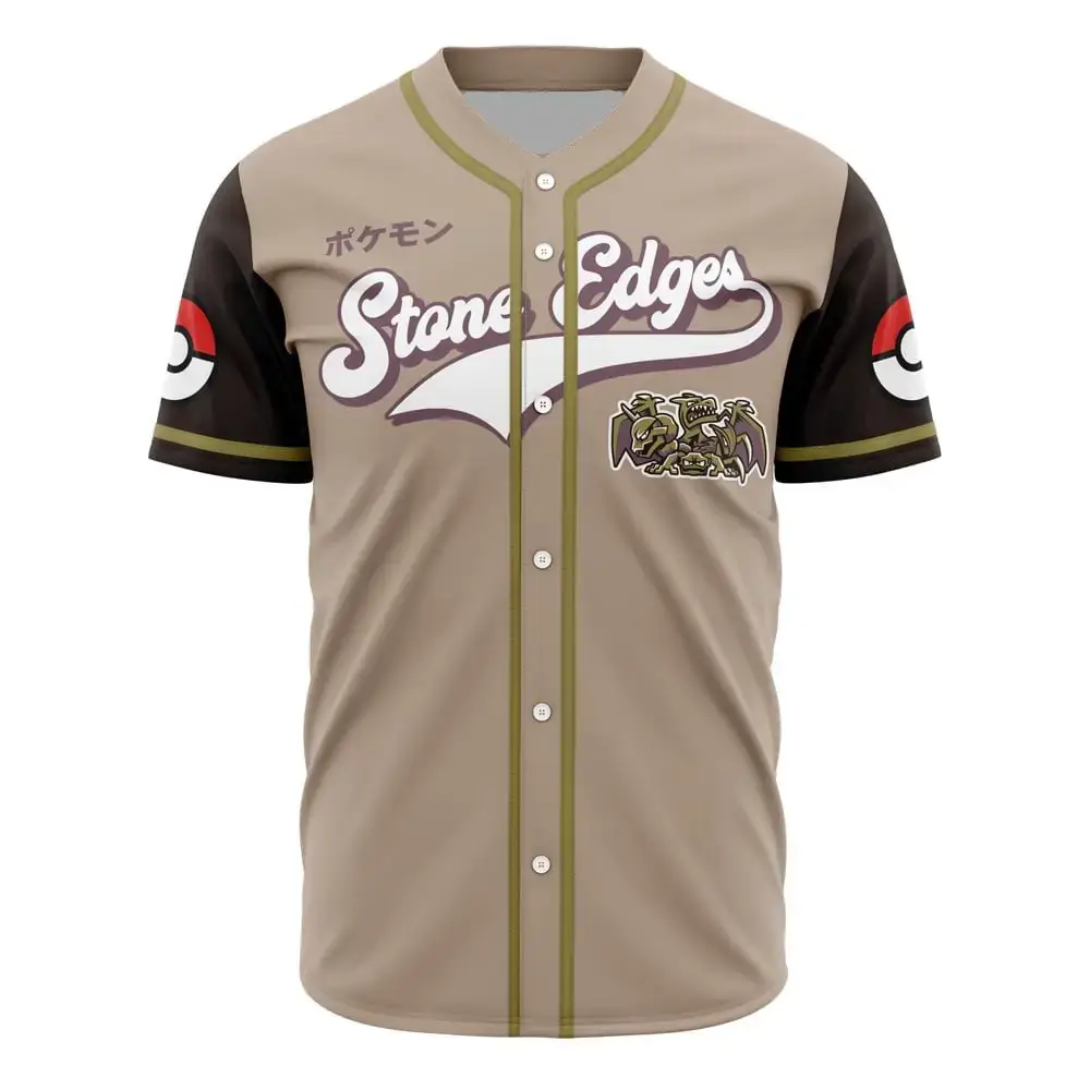 Stone Edges Pokémon Baseball Jersey – Stylish Unisex Fan Apparel For Gamers & Collectors Image