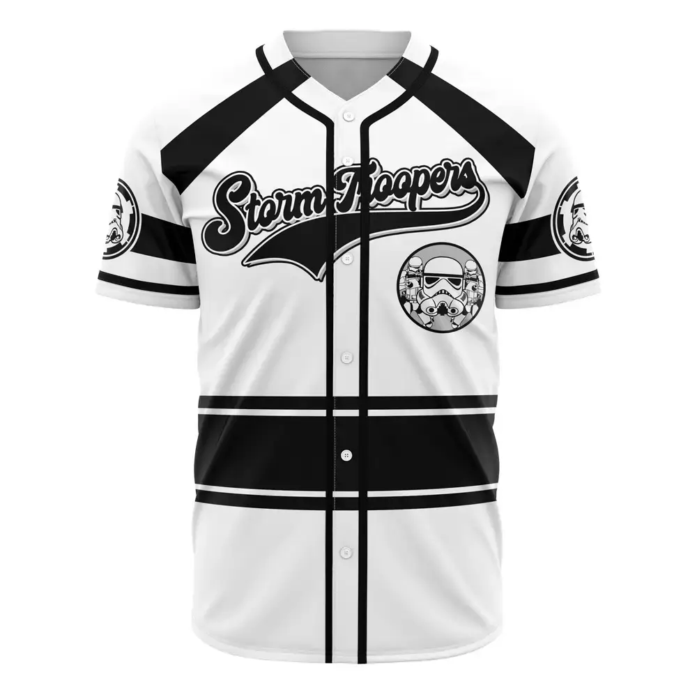 Stormtrooper Baseball Jersey - Stylish Black & White Fan Apparel For All Ages Image