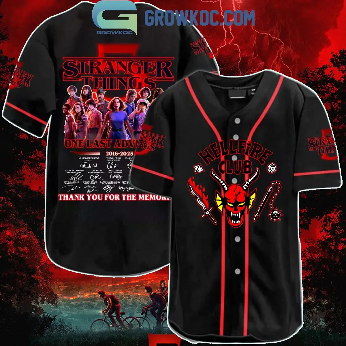 Stranger Things 5 Hellfire Club Baseball Jersey Image