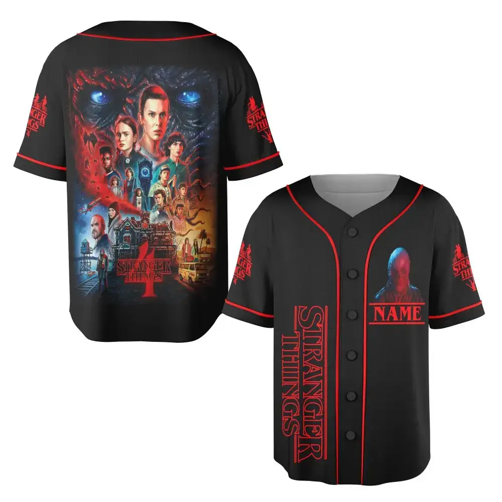 Stranger Things Baseball Jersey - Customizable Name, Fan Favorite Design, Perfect Gift! Image