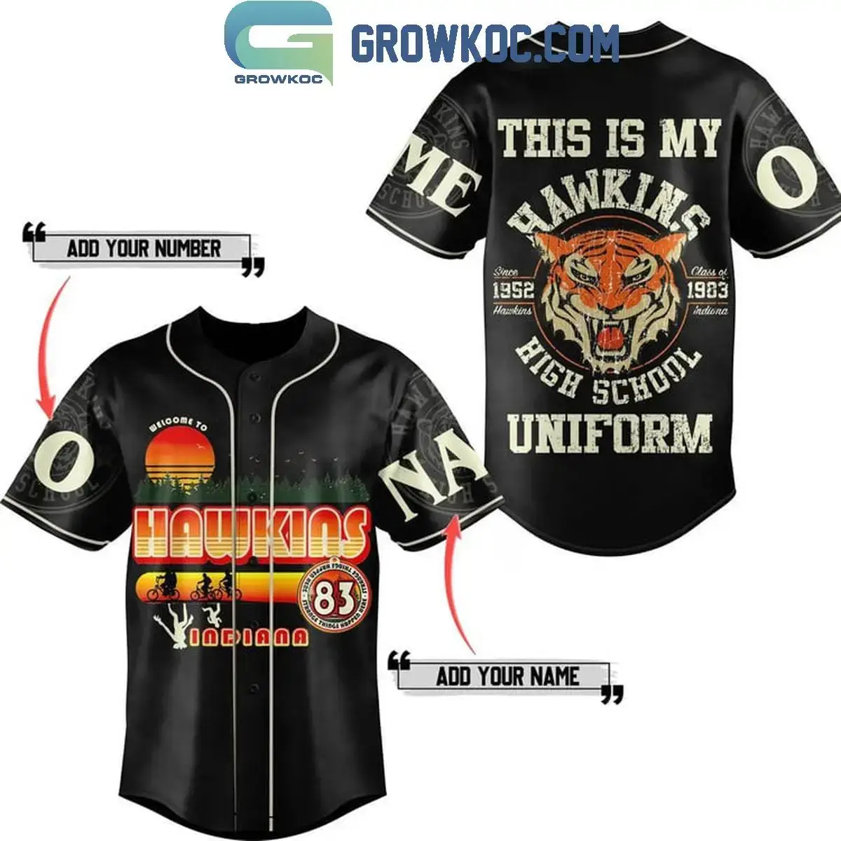 Stranger Things Welcome To Hawkins Indiana Personalized Baseball Jersey Image