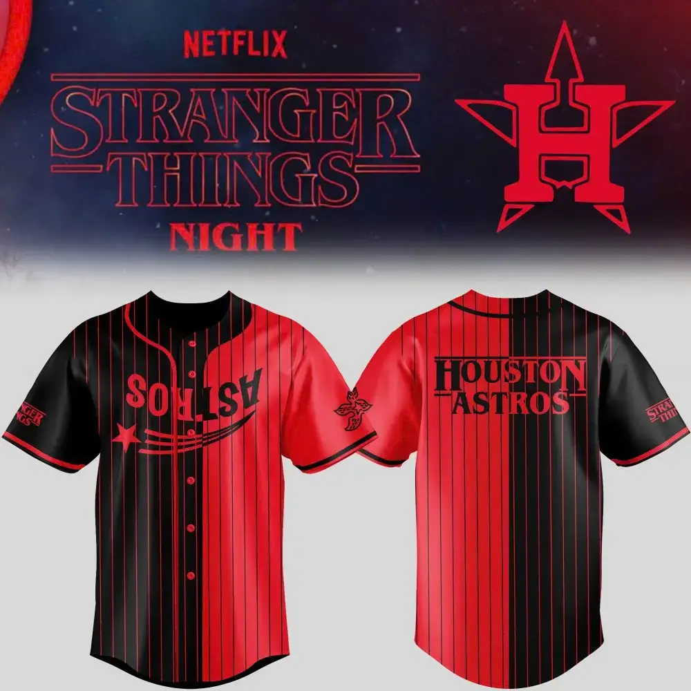 Stranger Things X Houston Astros Mlb Custom Baseball Jersey Image