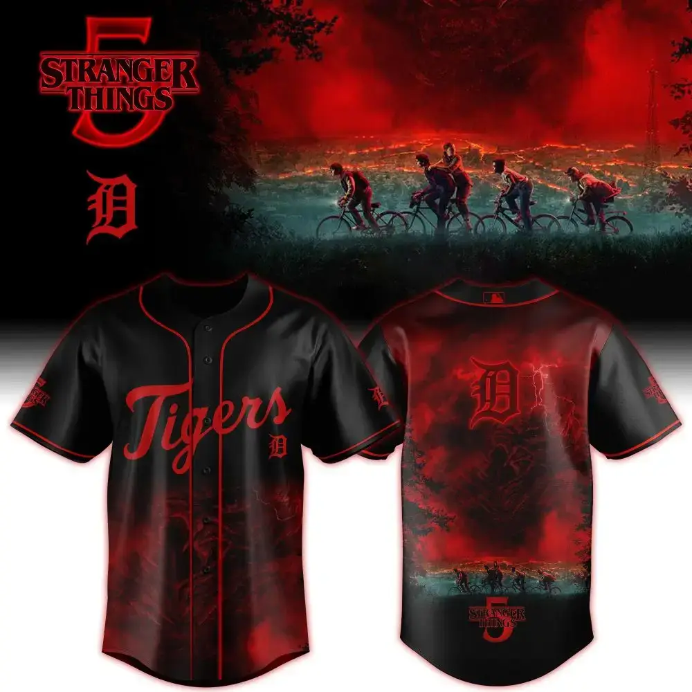Stranger Things X Tigers Baseball Jersey - Unique Fan Apparel For Season 5 Enthusiasts Image