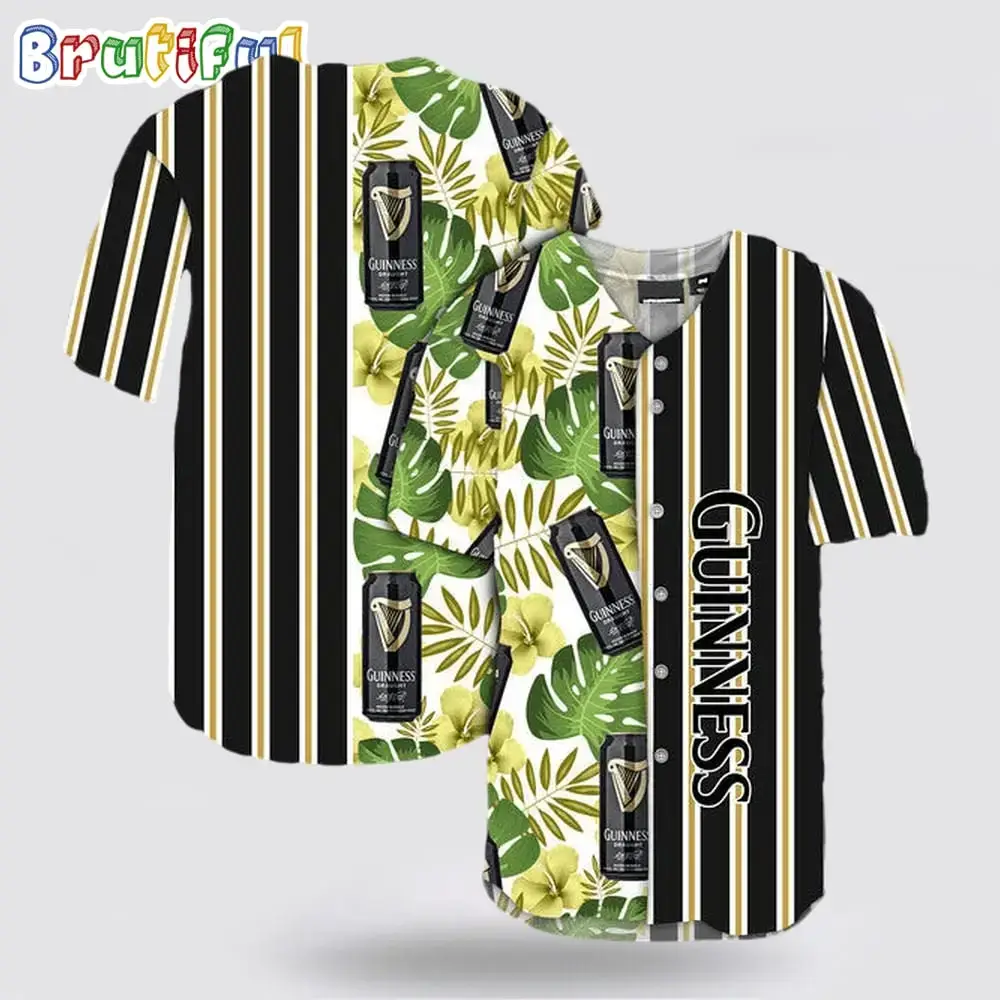 Striped Tropical Hawaii Guinness Beer Baseball Jersey Image