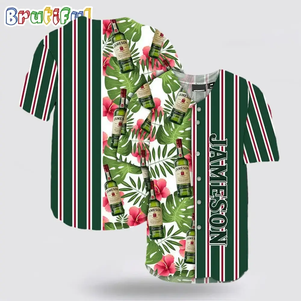 Striped Tropical Hawaii Jameson Whiskey Baseball Jersey Image