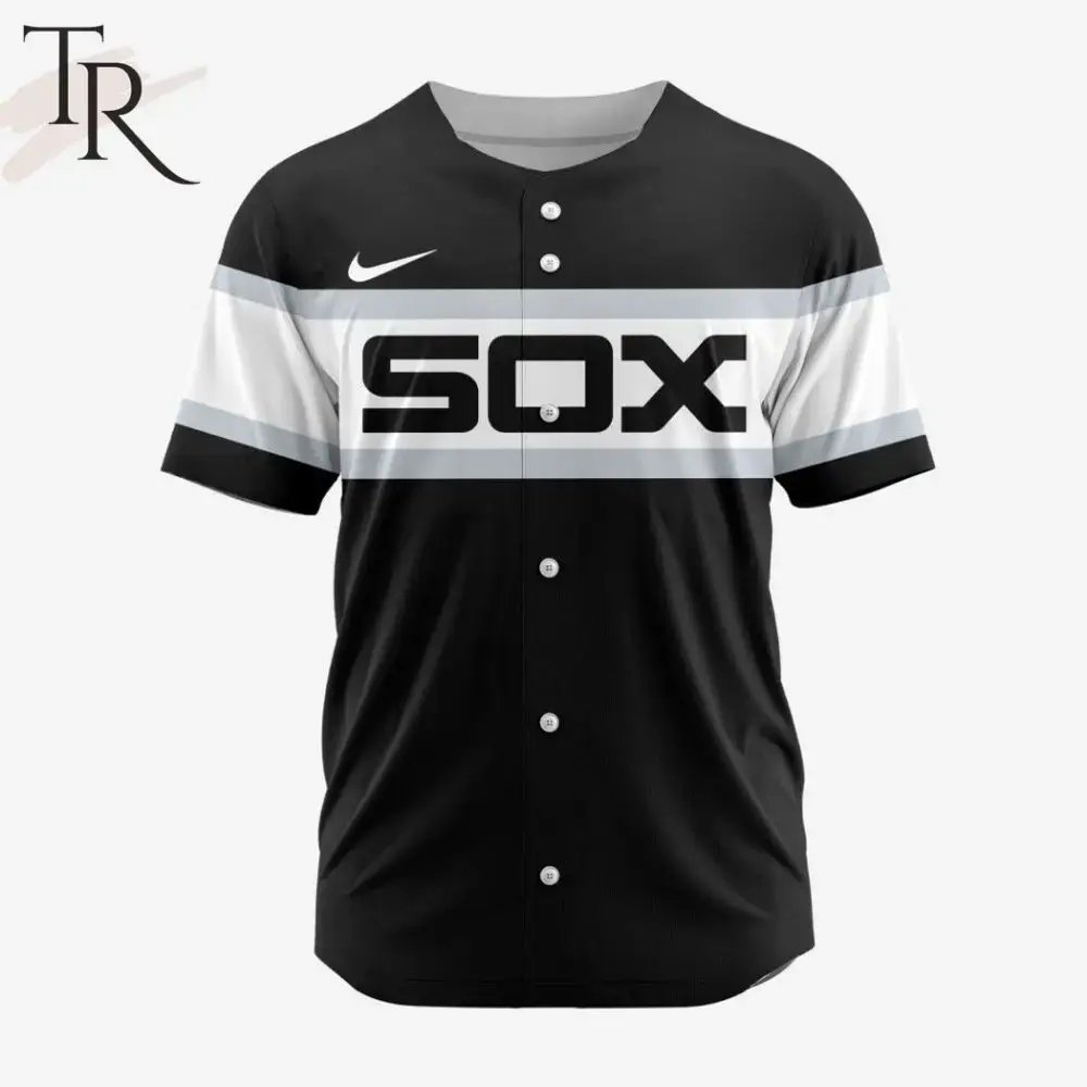 Stylish Black & White Sox Baseball Jersey - Premium Quality, Perfect Fit Image