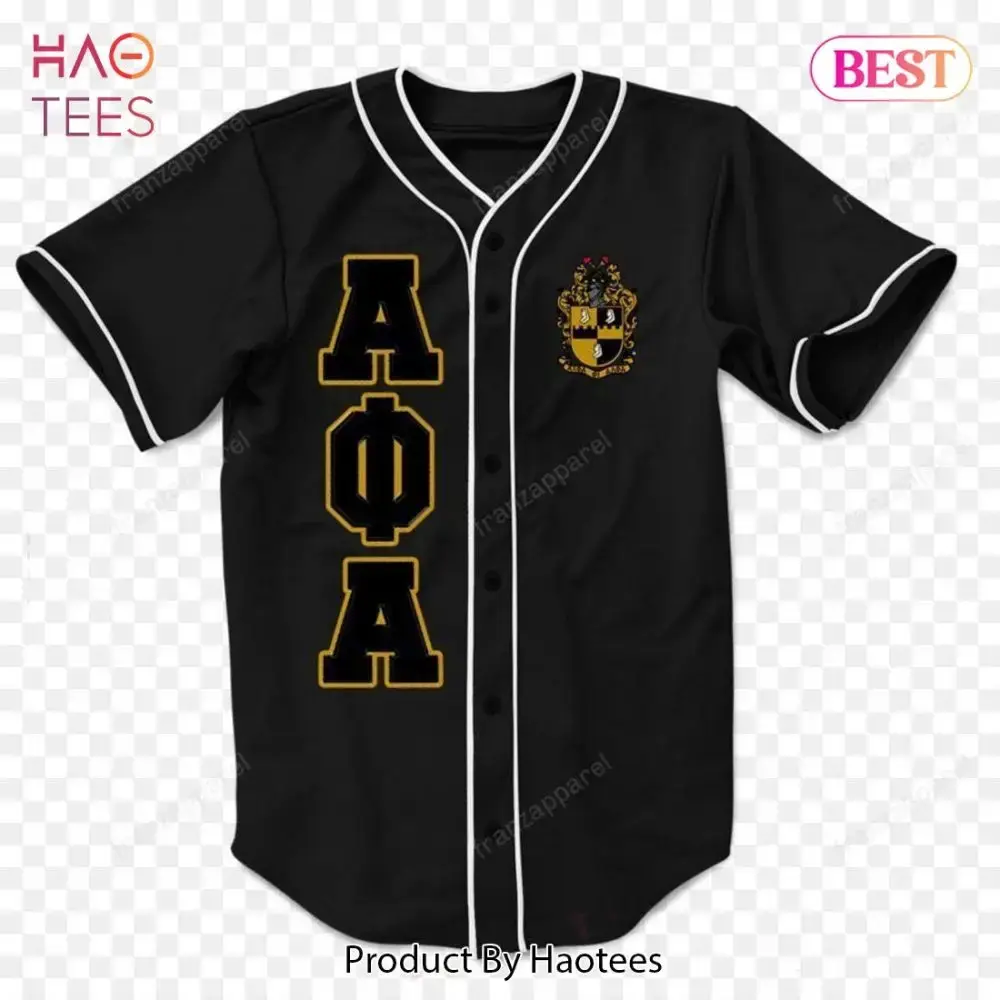 Stylish Black Greek Baseball Jersey With Crest - Perfect For Fraternity Events Image