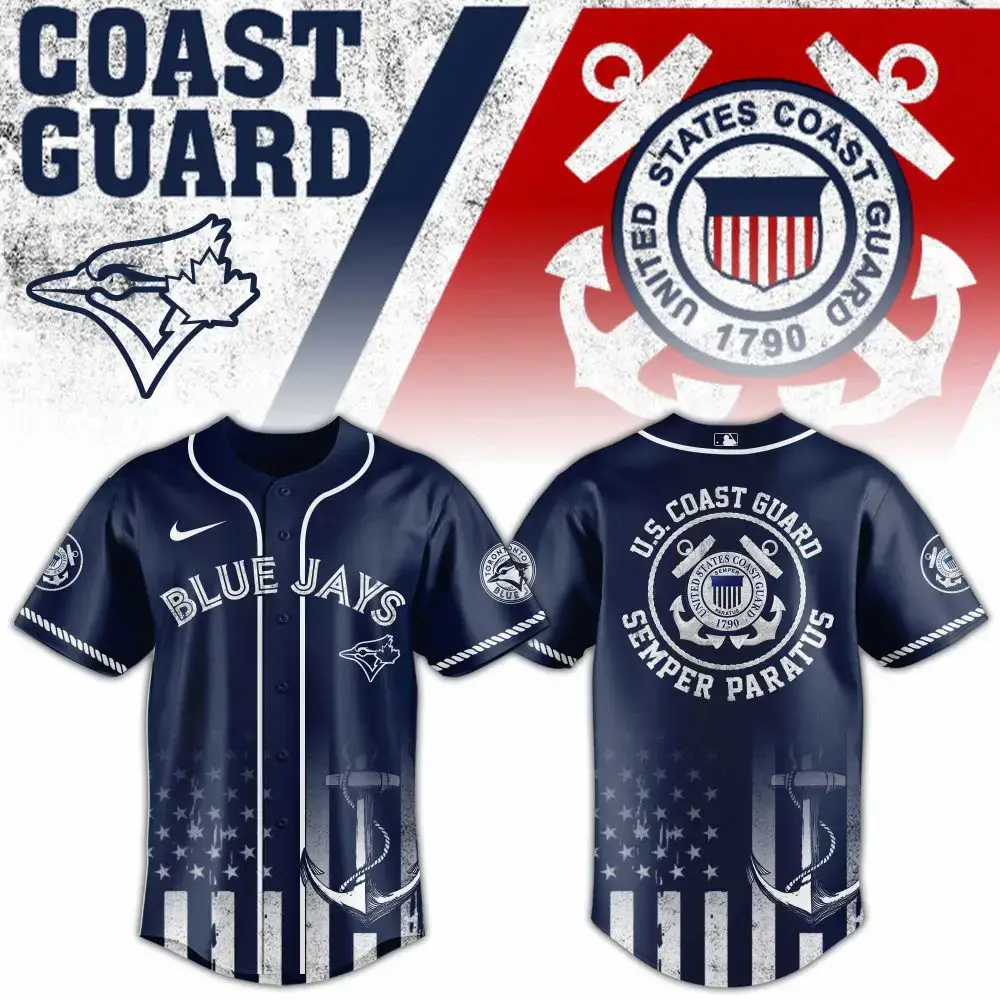 Stylish Blue Jays Coast Guard Jersey - Patriotic Design, Perfect For Fans! Image