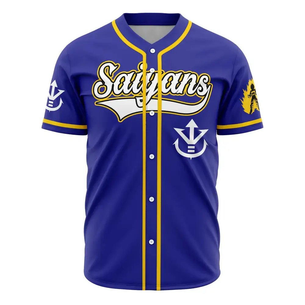 Stylish Blue Saiyans Baseball Jersey - Unisex Sportswear With Bold Design Image
