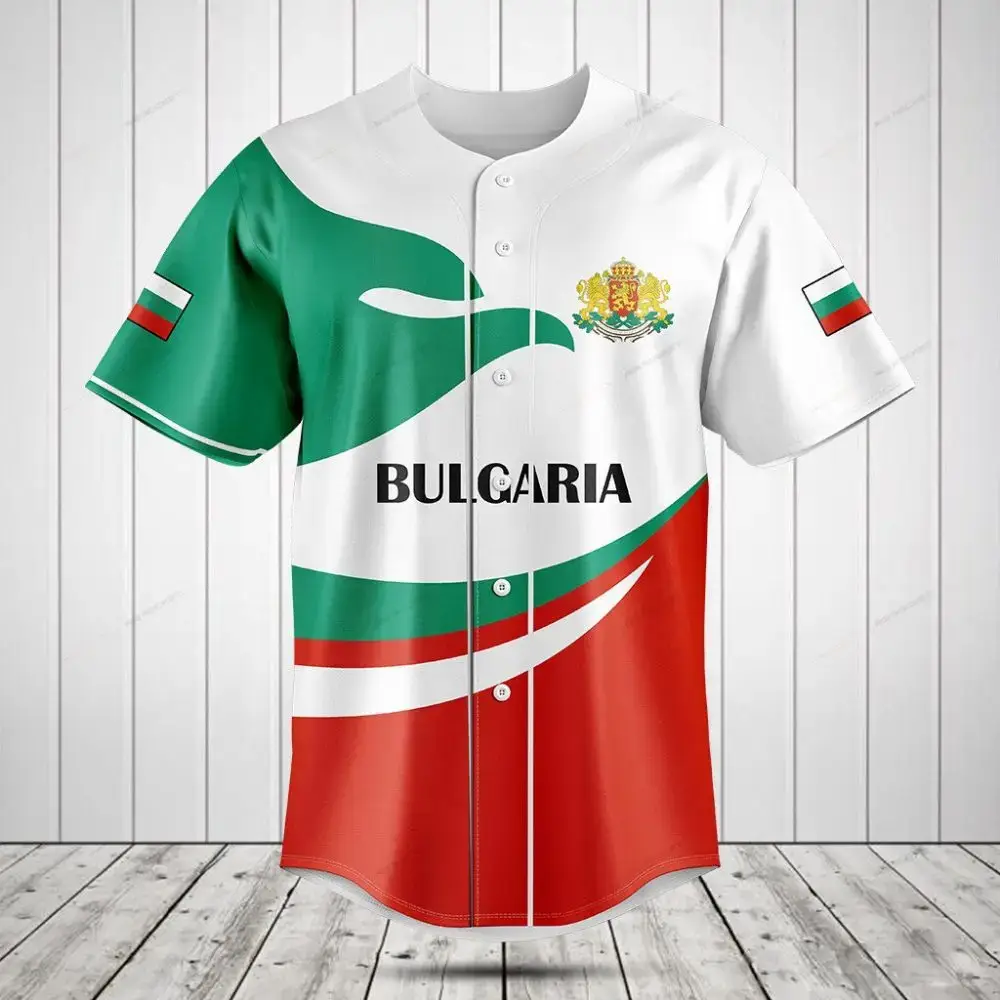 Stylish Bulgaria Flag Baseball Jersey – Patriotic Sportswear For Fans Image