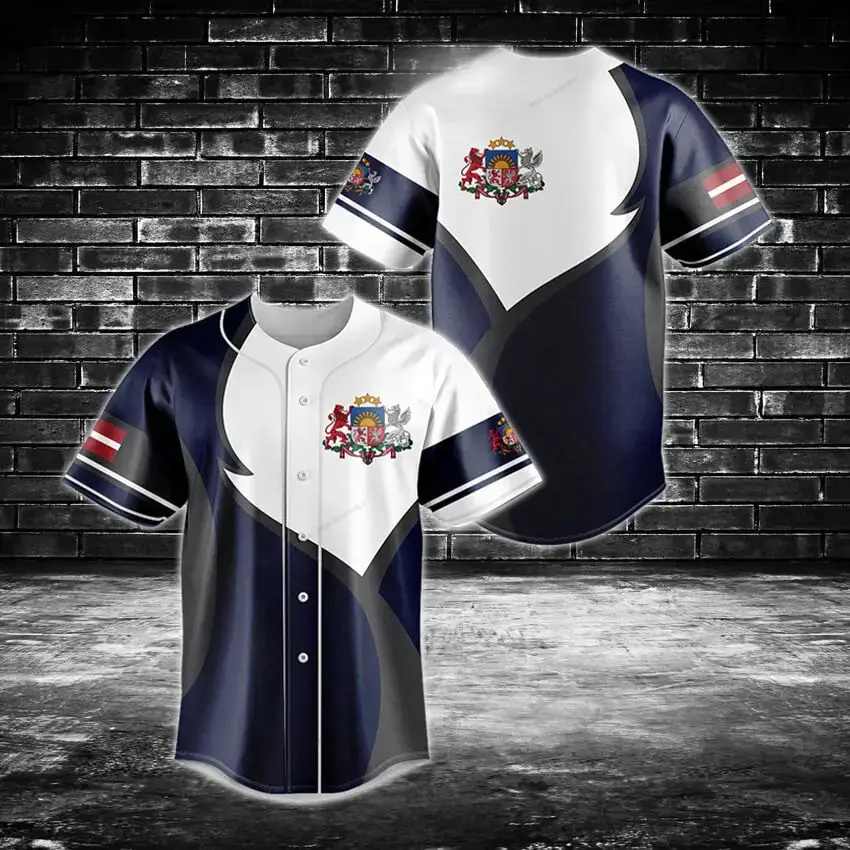 Stylish Custom Baseball Jersey – Unique Design With Crest & Stripes, Perfect For Fans & Teams! Image