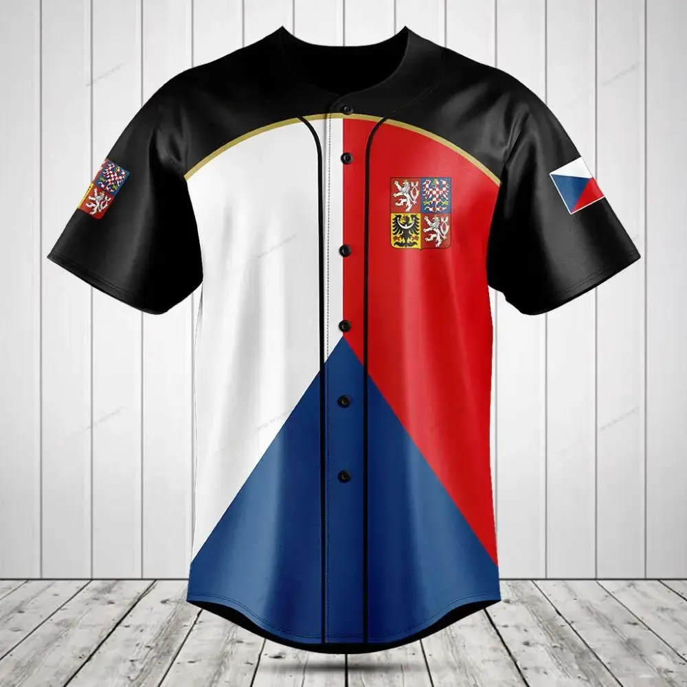 Stylish Czech Republic Flag Baseball Jersey - Unisex Sports Shirt For Fans Image