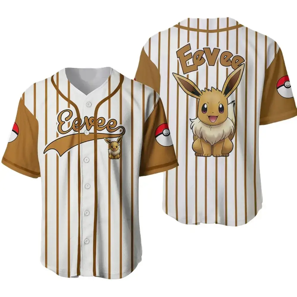 Stylish Eevee Baseball Jersey - Unisex Premium Quality Pokémon Fan Shirt Image