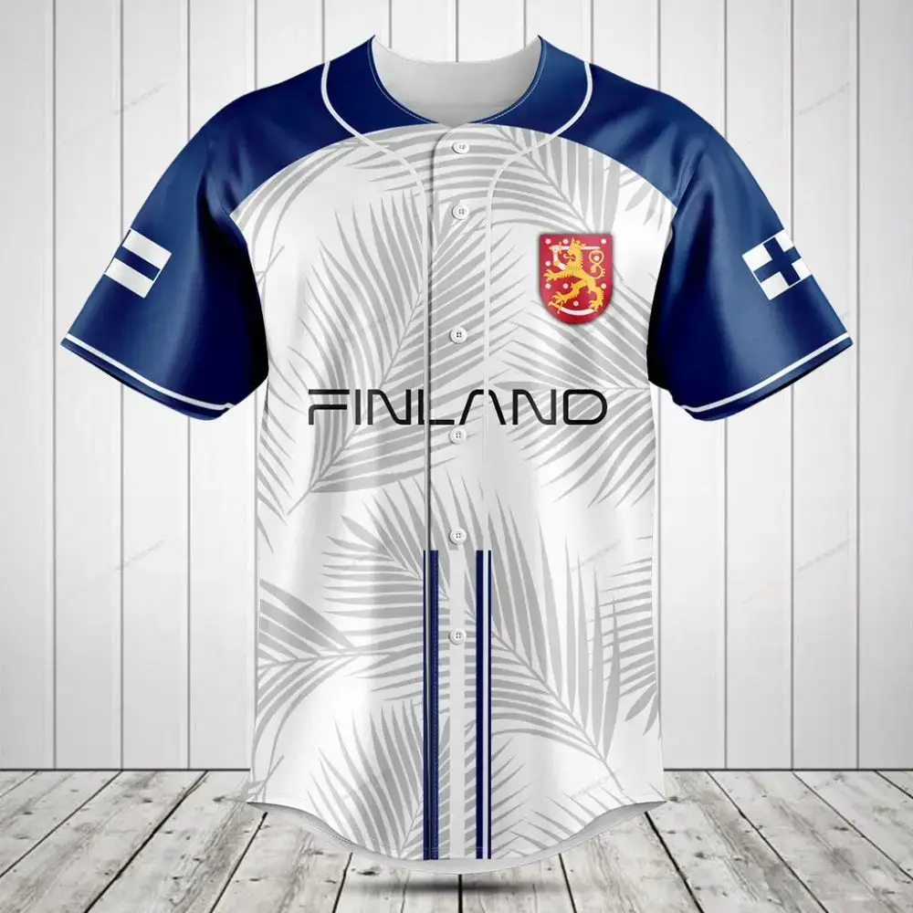 Stylish Finland Baseball Jersey – Men'S Short Sleeve Sports Shirt With Crest Image