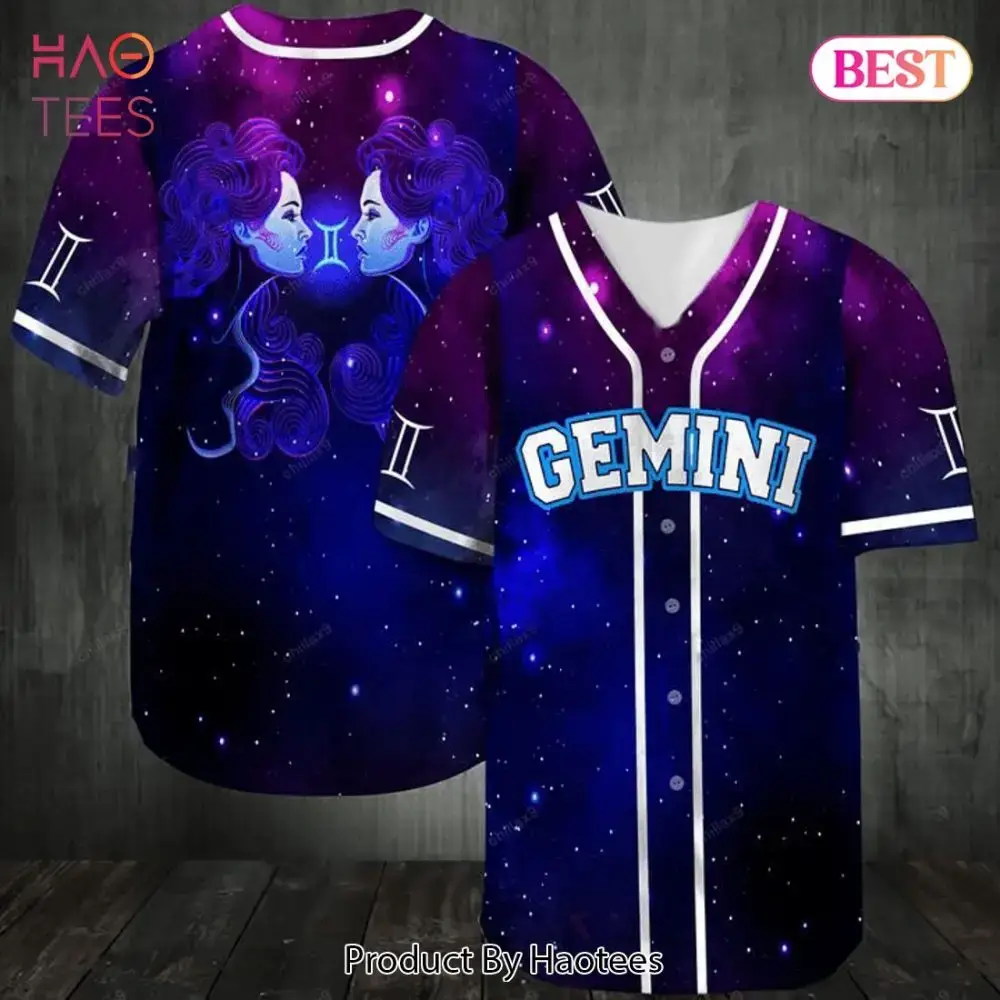 Stylish Gemini Galaxy Baseball Jersey - Zodiac Star Sign Fashion Tee Gift Image