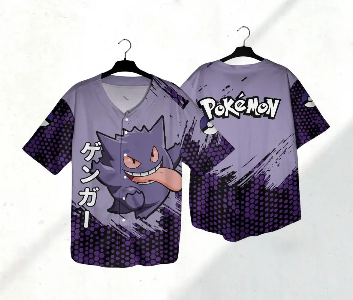 Stylish Gengar Baseball Jersey - Pokémon Fans' Must-Have Apparel! Image