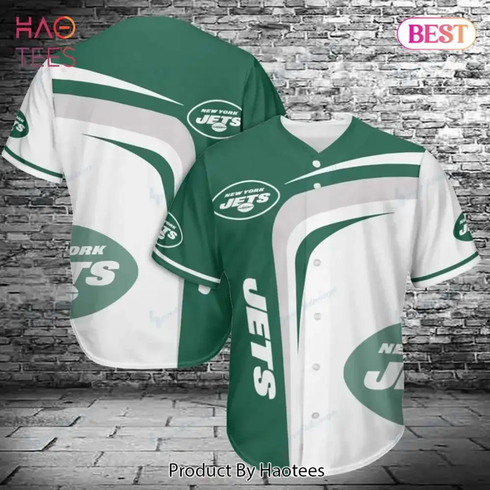 Stylish Green & White Jets Fan Baseball Jersey - Perfect Gift For Sports Enthusiasts! Image