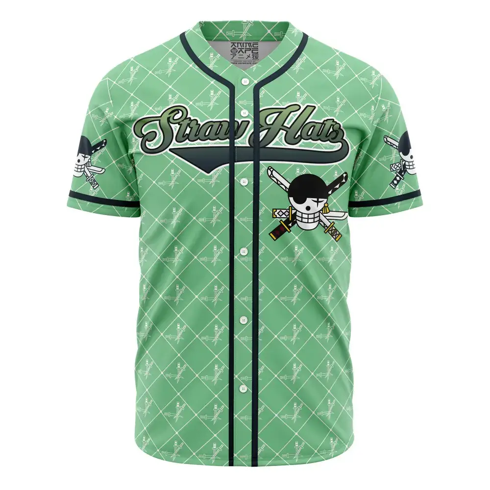 Stylish Green Anime Baseball Jersey - Lightweight, Breathable Sportswear For Fans Image