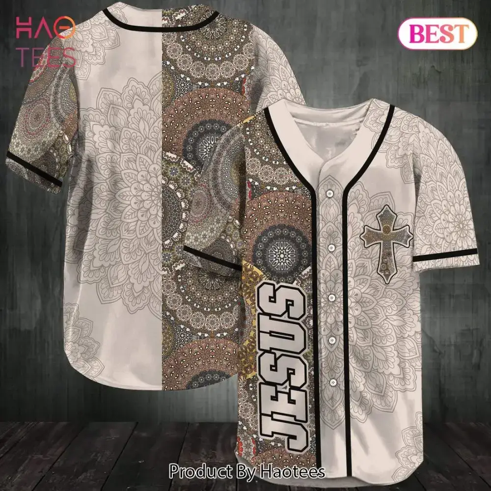 Stylish Jesus Baseball Jersey Shirt - Unique Christian Mandala Design, Perfect Gift Image