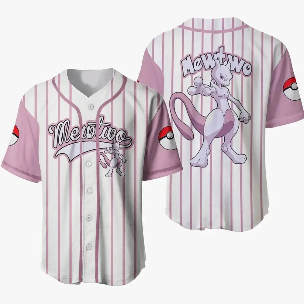Stylish Mewtwo Baseball Jersey – Perfect Gift For Pokémon Fans! Image