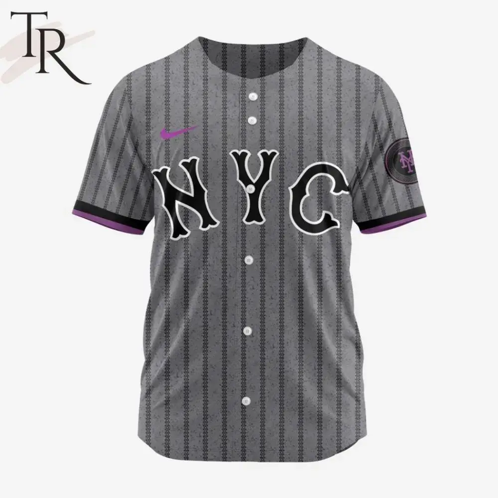 Stylish Nyc Gray Baseball Jersey - Limited Edition Urban Streetwear Image