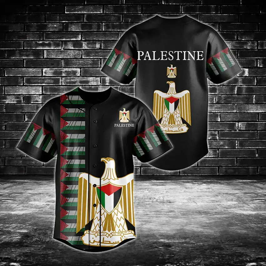 Stylish Palestine Flag Baseball Jersey - Bold Design, Unisex, Limited Edition Image