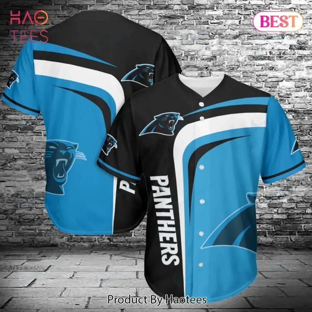 Stylish Panthers Baseball Jersey – Bold Black & Blue Design For Fans Image