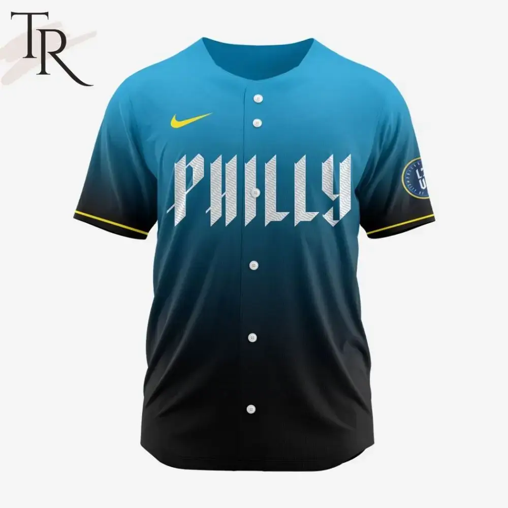 Stylish Philly Baseball Jersey - Blue & Black Gradient, Comfortable Fit, Unisex Design, Perfect Gift For Fans - Limited Edition Image
